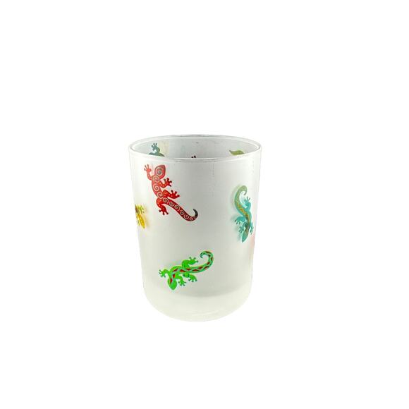 Culver Frosted Whisky Glass feat/ a Gecko or Lizard Pattern - Picture 1 of 5